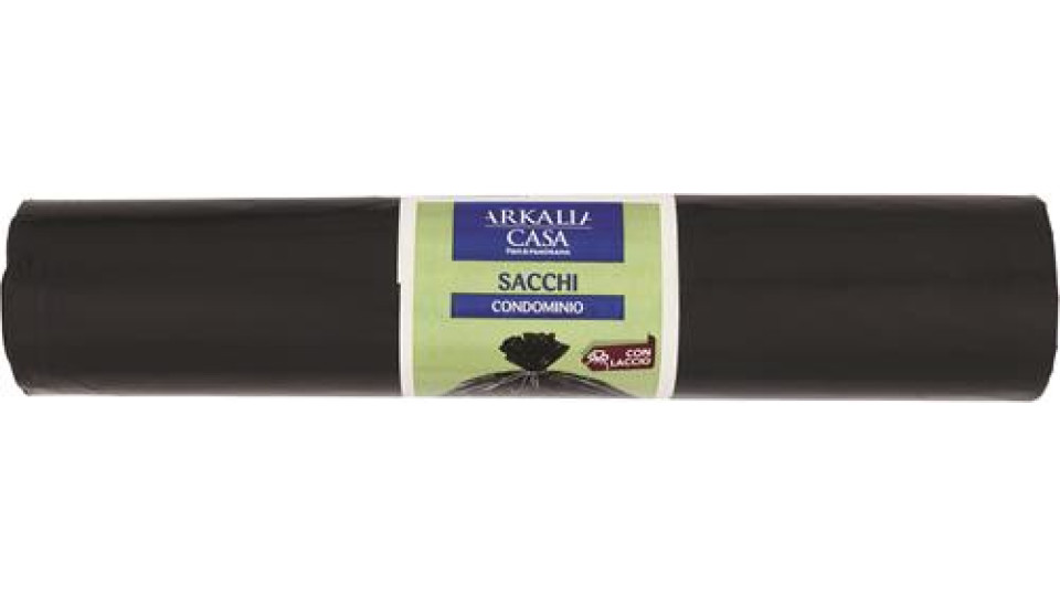 SACCO IMMONDIZIA CONDOMINIALE CON LACCI 130LT 80X120CM NERO 10 PEZZI