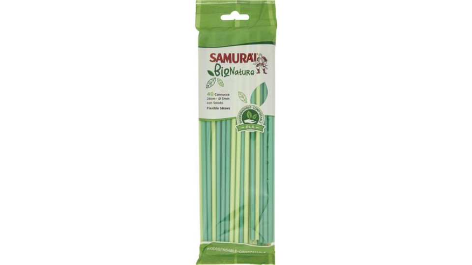 40 CANNUCCE CON SNODO BIODEGRADABILI E COMPOSTABILI 24 CM - Ø 5 MM