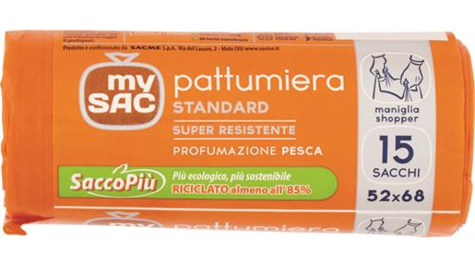 MY SAC SACME SACCHETTI PATTUMIERA PROFUMATI CHIUSURA A SHOPPER 52X68CM 30LT - INDIFFERENZIATA