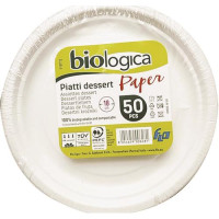 PIATTO FRUTTA/DESSERT BIANCO CARTA FSC D/18 50 PZ