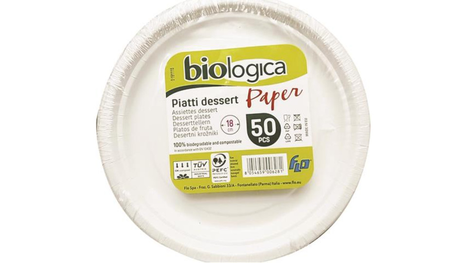 PIATTO FRUTTA/DESSERT BIANCO CARTA FSC D/18 50 PZ