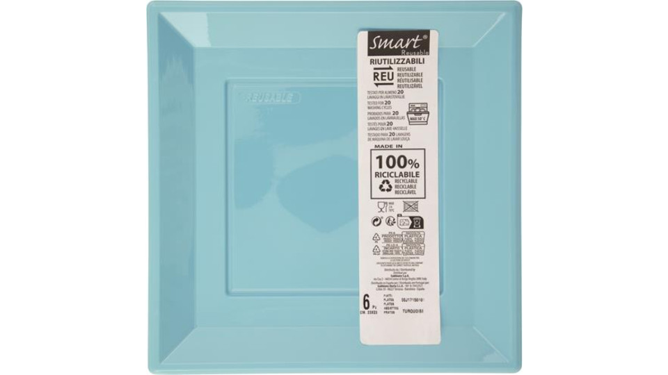 PIATTI REU 23X23TURCHESE 6 PEZZI