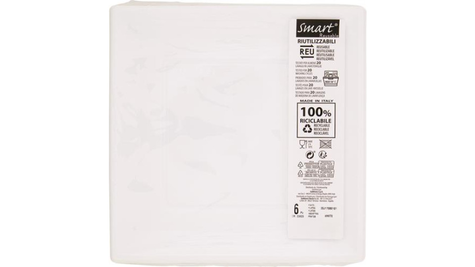 PIATTO QUADRATO RIUTILIZZABILE 23X23 CM BIANCO