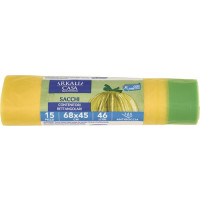 SACCO IMMONDIZIA RETTANGOLARE CON TIRETTO 68X45 46LT 15 PEZZI