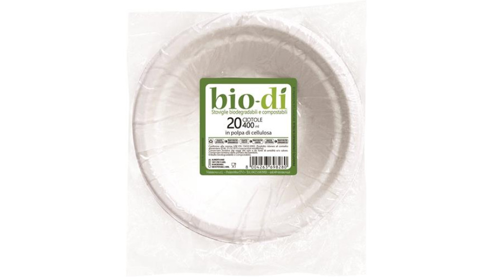 CIOTOLE/PIATTI FONDI BIODEGRABILIE COMPOSTABILI 400 ML 20 PEZZI