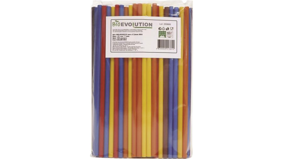 CANNUC BIODEGRADABILI BIOCOMPOSTABILI COLORI MISTI 210MM X 7,0MM, DRITTE