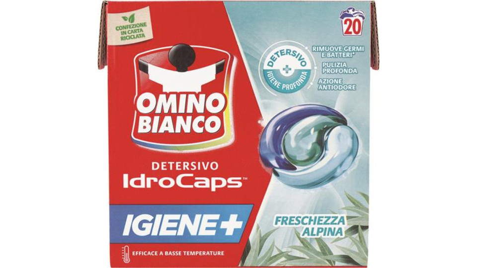 DETERSIVO LAVATRICE PREDOSATO IDROCAPS IGIENE+ 20 PEZZI