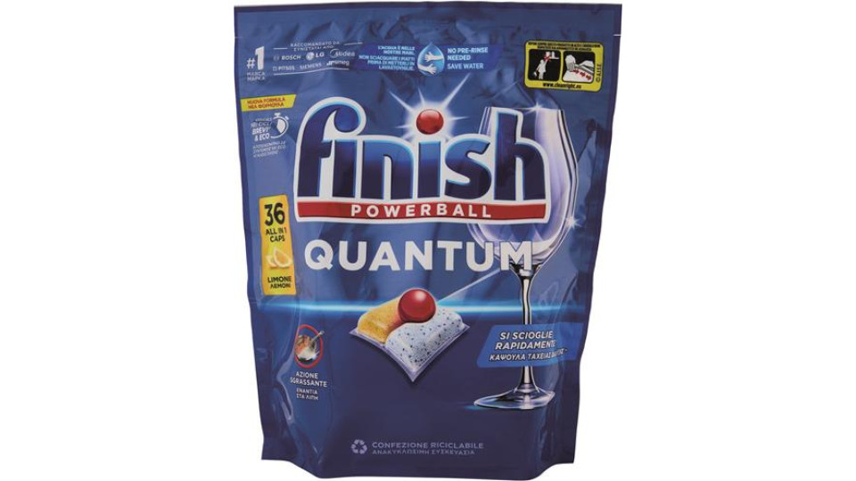 DETERSIVO LAVASTOVIGLIE PREDOSATO TAB QUANTUM LEMON 36 PEZZI