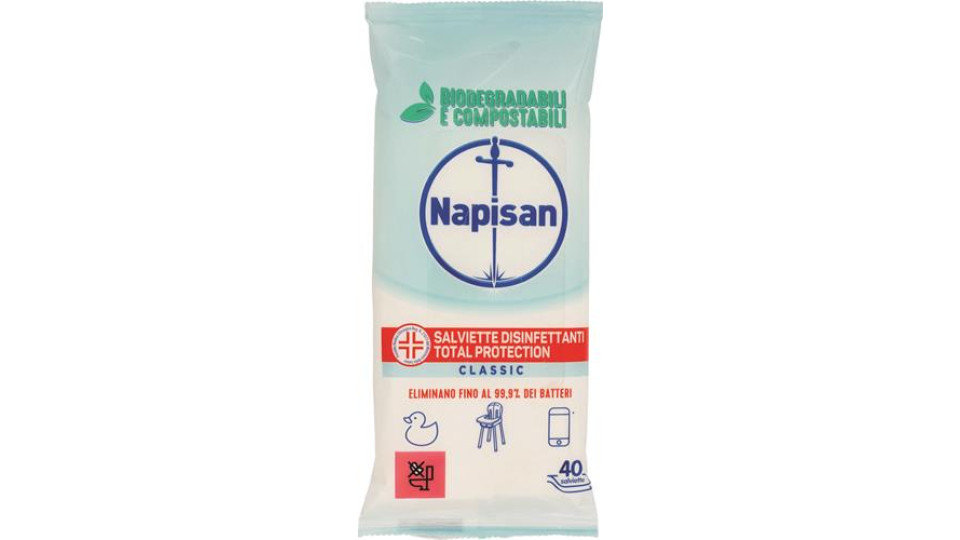 SALVIETTE DISINFETTANTI TOTAL PROTECTION CLASSIC BIODEGRADABILI 40 PZ