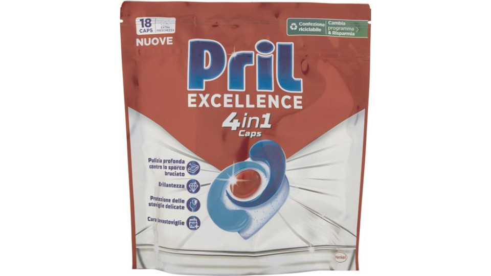 DETERSIVO LAVASTOVIGLIE CAPS EXCELLENCE 4IN1 18 LAVAGGI 352 GR