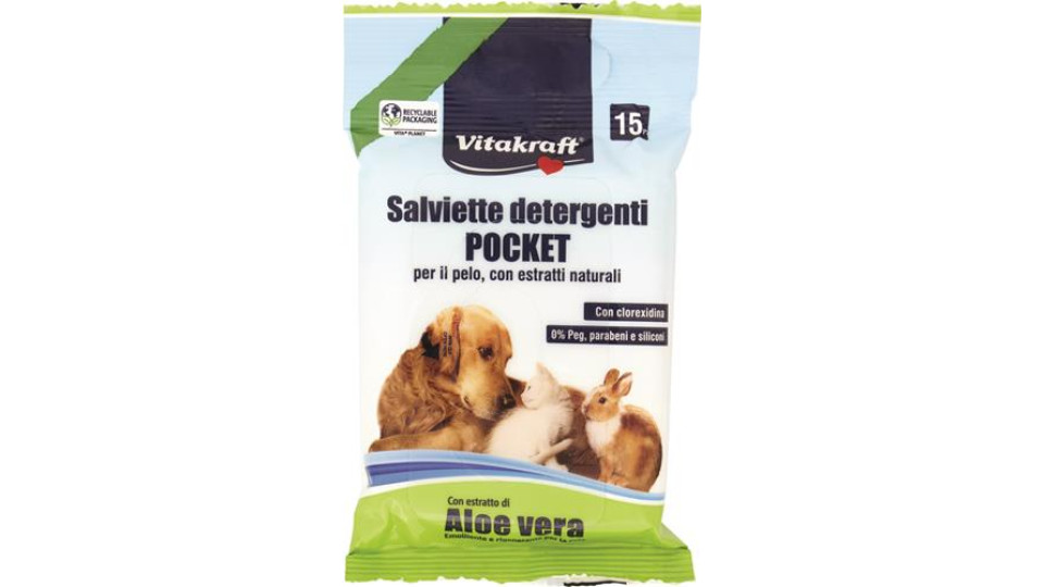 SALVIETTE DETERGENTI POCKET VITAKRAFT DA 15 PEZZI