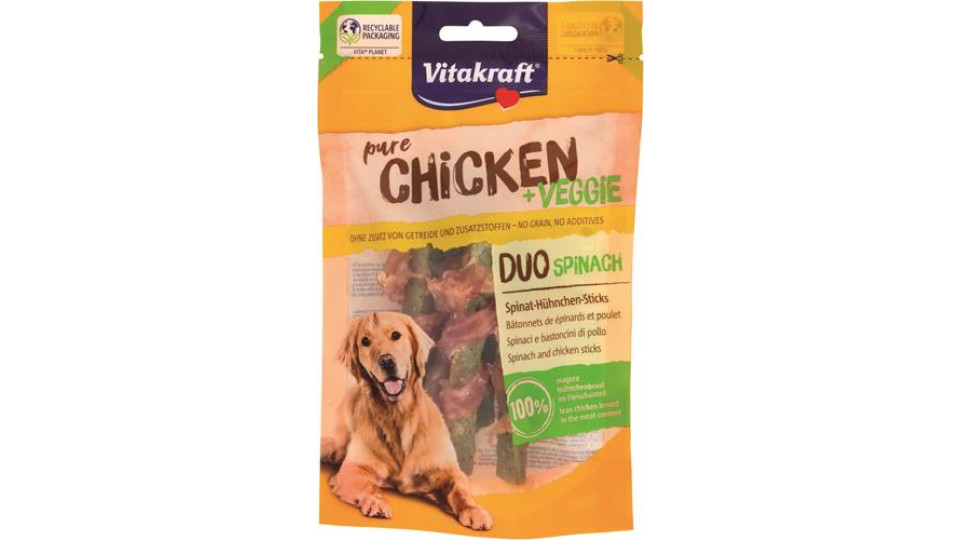 SNACK PER CANI SPINACI E BASTONCINI DI POLLO "PURE CHICKEN VEGGIE"