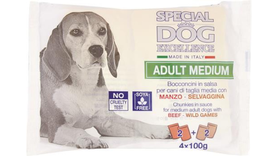 SPECIAL DOG EXCELLENCE FLOWPACK MEDIUM ADULT SELVAGGINA +MANZO 400GR