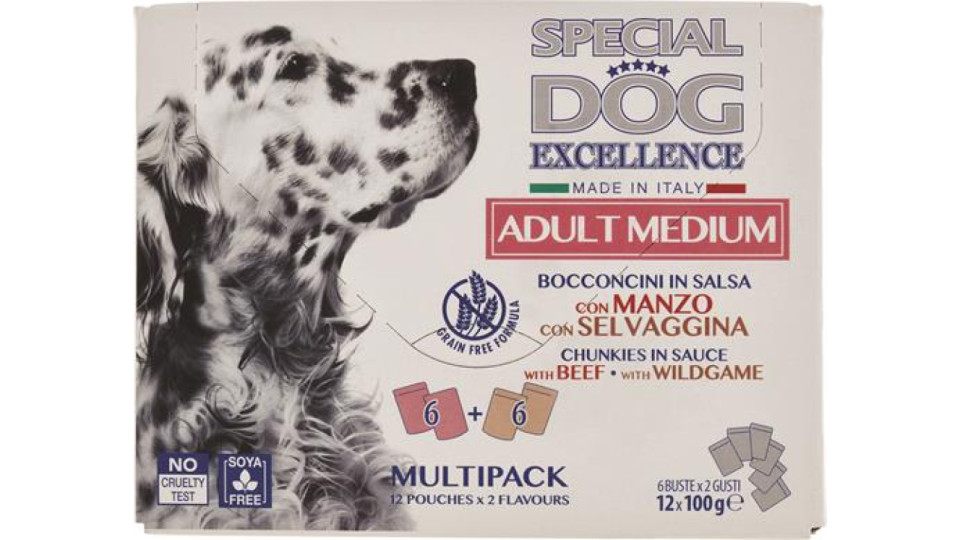 SPECIAL DOG EXCELLENCE BUSTE MULTIPACK ADULT MANZO E SALMONE GR100X12