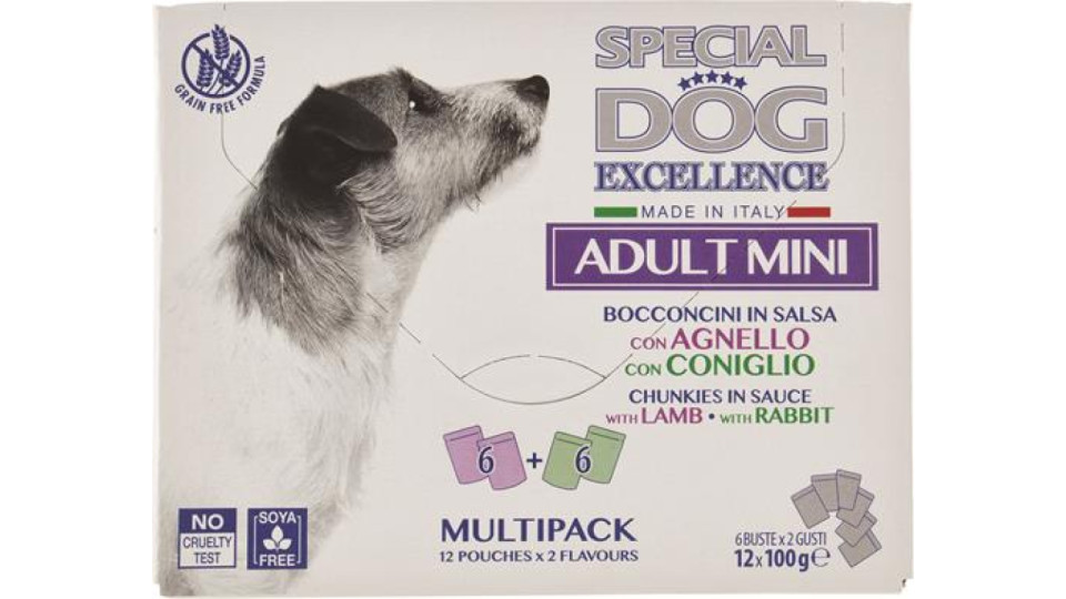 SPECIAL DOG EXCELLENCE BUSTE MULTIPACK MINI ADULT AGNELLO E CONIGLIO GR100X12