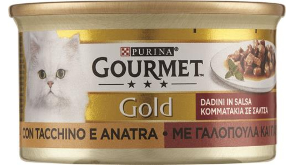 GOURMET GOLD DADINI IN SALSA CIBO UMIDO PER GATTI CON TACCHINO E ANATRA