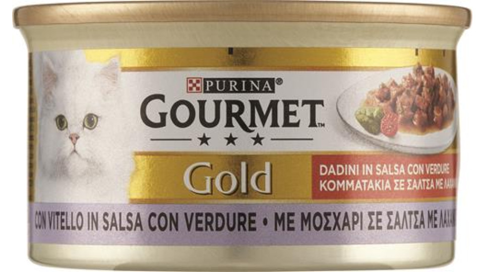 GOURMET GOLD DADINI CIBO UMIDO PER GATTI CON VITELLO IN SALSA CON VERDURE