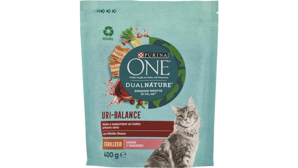 ONE DUAL NATURE CIBO PER GATTI STERILIZZATI CON SALMONE E MIRTILLO ROSSO