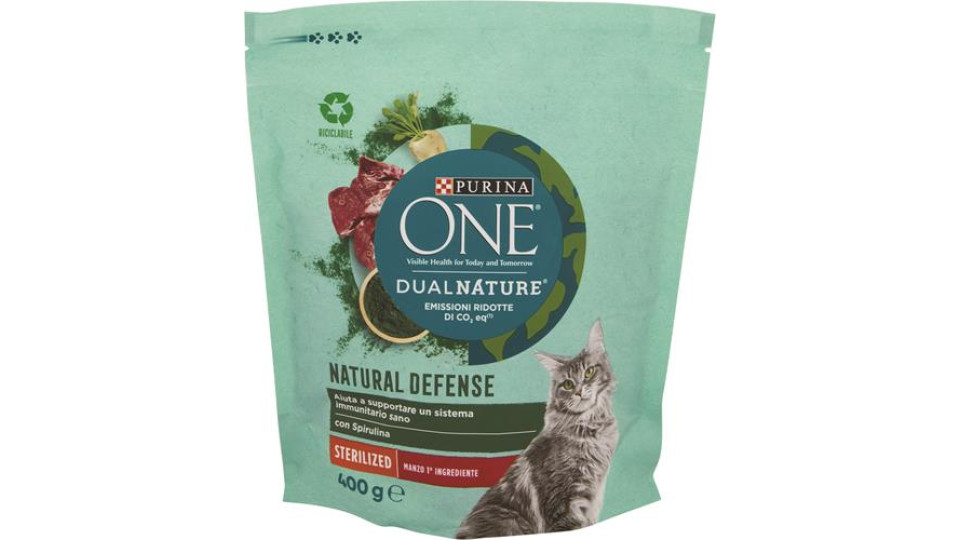 CROCCANTINI GATTO STERILIZZATI DUAL NATURE MANZO E SPIRULINA NATURALE