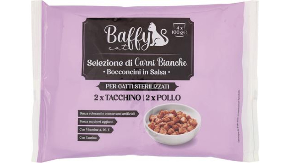 SELEZ.CARNI BIANCHE (TACCHINO-POLLO) IN SALSA PER GATTI STERIL.4XG100
