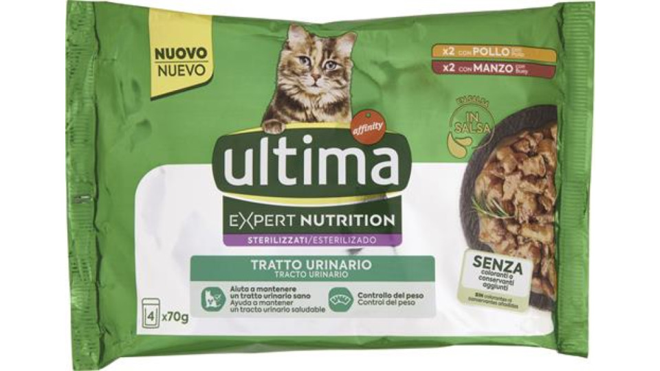 ULTIMA CAT WET EXPERT NUTRITION URINARY POLLO & MANZO G 70X4