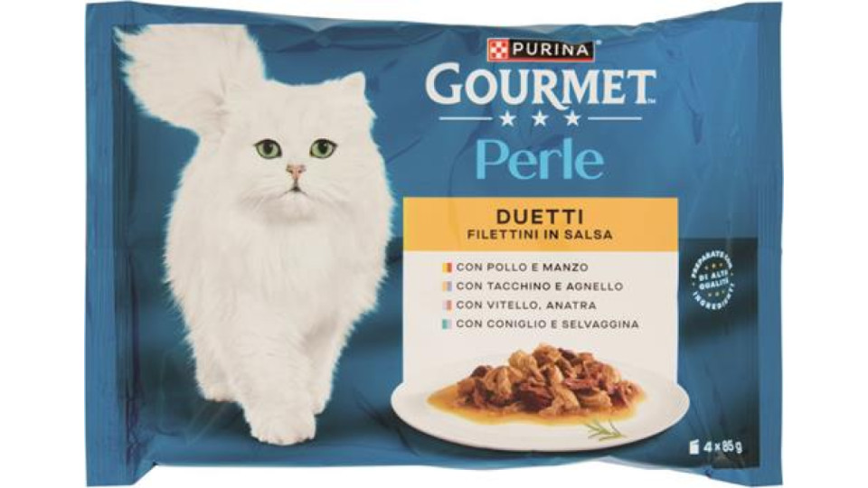 GOURMET PERLE DUETTI CIBO UMIDO PER GATTI CON 4X85G