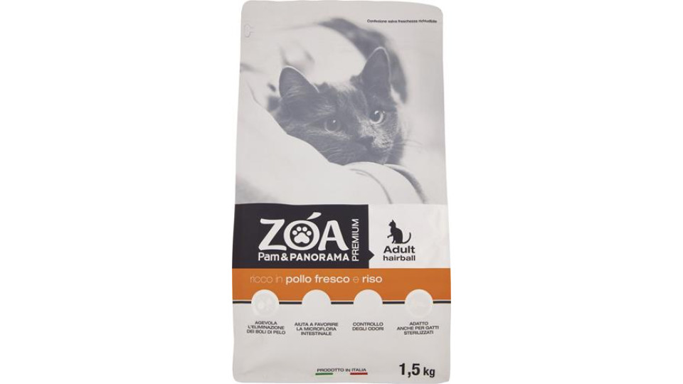 ZOA GATTO ADULTO ANTI HAIRBALL RICCO IN POLLO FRESCO E RISO