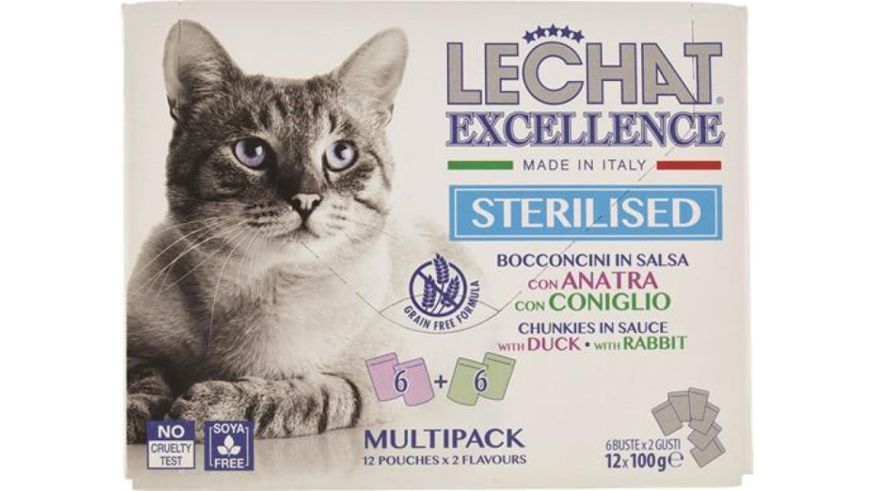 LECHAT EXCELLENCE BUSTE MULTIPAC STERILISED ANATRA E CONIGLIO GR100X12