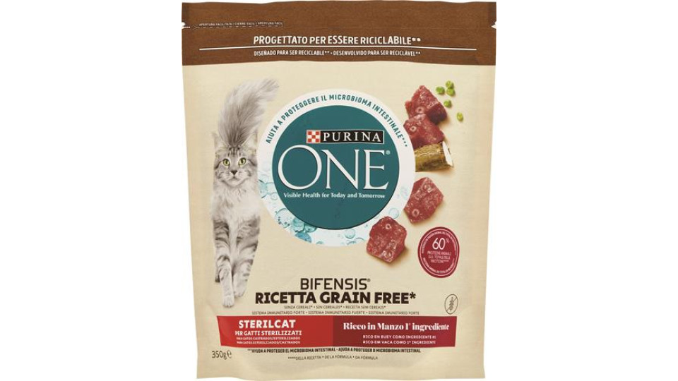 ALIM.SECCO GATTO ONE BIFENSIS STERILCAT GRAIN FREE MANZO