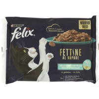 ALIMENTI GATTI FETTINE AL VAPORE DI SALMONE&TONNO 4X80GR