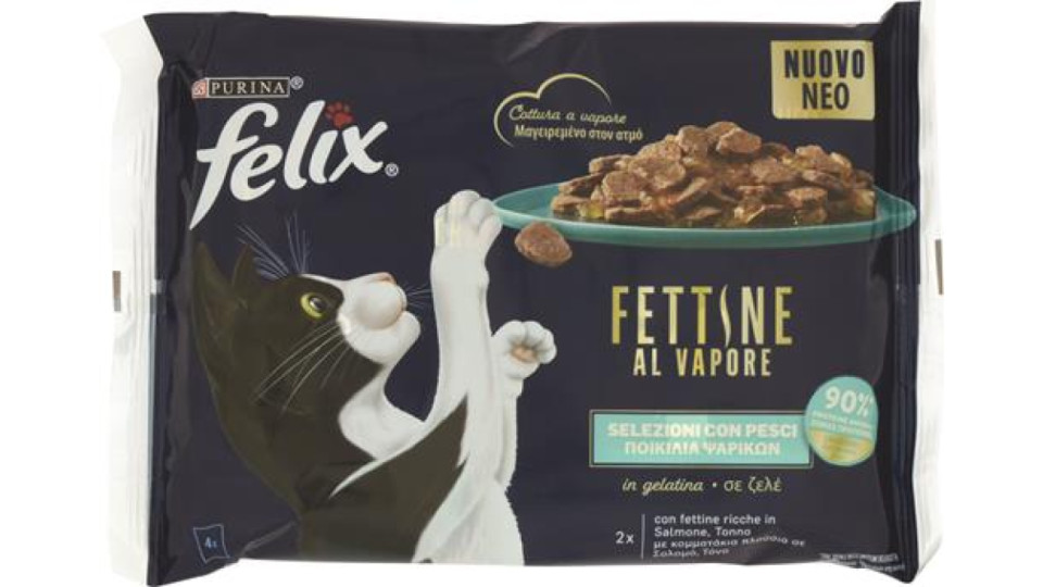 ALIMENTI GATTI FETTINE AL VAPORE DI SALMONE&TONNO 4X80GR