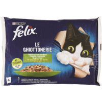 FELIX LE GHIOTTONERIE CON VERDURE CIBO UMIDO PER GATTI CON MANZO E CAROTE, POLLO E POMODORO 4X85G