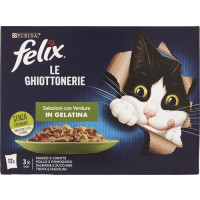 FELIX LE GHIOTTONERIE CON VERDURE CIBO UMIDO PER GATTI MANZO, POLLO, SALMONE E TROTA 12X85G
