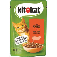 ALIMENTO UMIDO PER GATTI BUSTA KITEKAT DI MANZO IN SALSA DA 85GR