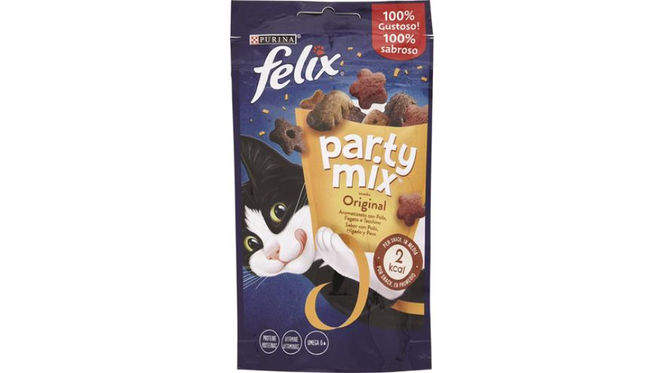 FELIX PARTY MIX ORIGINAL SNACK GATTO CON POLLO, FEGATO E TACCHINO