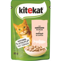 ALIMENTO UMIDO PER GATTO BUSTA KITEKAT SALMONE IN SALSA 85GR