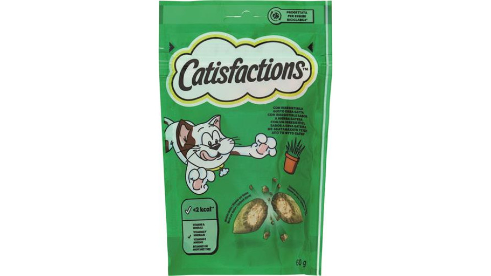 ALIMENTO SECCO PER GATTO CATISFACTIONS ERBA GATTA 60GR