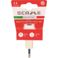 Adattatore con spina 10A 2P+T e 3 prese 10A 2P+T. IMQ - bianco