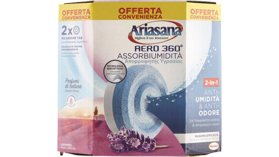 ARIASANA AERO 360TAB LAVANDA 2X450G