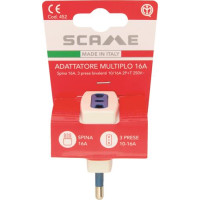 ADATTATORE CON SPINA 16A 2P+T E 3 PRESE BIVALENTI 10 16A 2P+T. IMQ - BIANCO