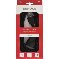Prolunga lineare da 5m. cavo H05VV-F 3x0.75mm . spina e presa 10A 2P+T.IMQ. CE - nero