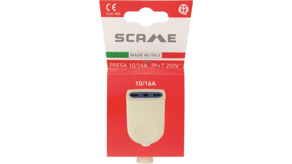 Presa bivalente 10 16A 2P+T uscita cavo assiale fermacavo isolante a vite IMQ - bianco