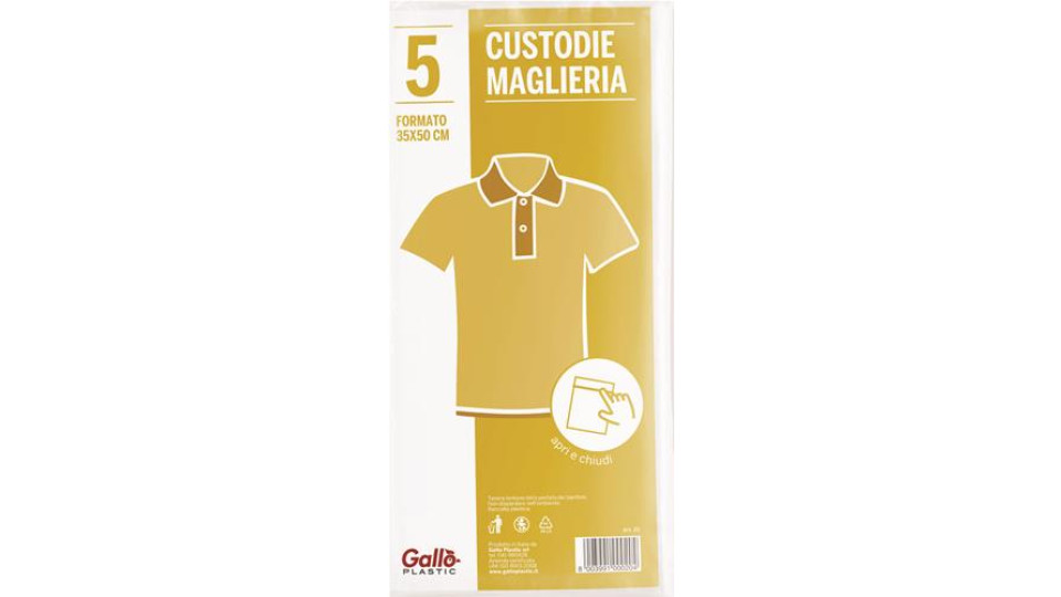 CONFEZIONE 5 CUSTODIE MAGLIE CON ZIP 35X50 CM