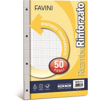 RICAMBI RINFORZATI FOGLI 50 A QUADRI 5MM, CON MARGINI RIGO Q IDEALI PER RACCOGLITORI 4 ANELLI