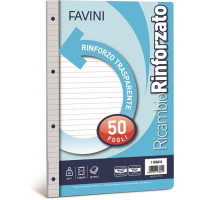 RICAMBI RINFORZATI FOGLI 50 RIGO 1R, RIGHE MEDIE E SUPERIORI. IDEALI PER RACCOGLITORI 4 ANELLI