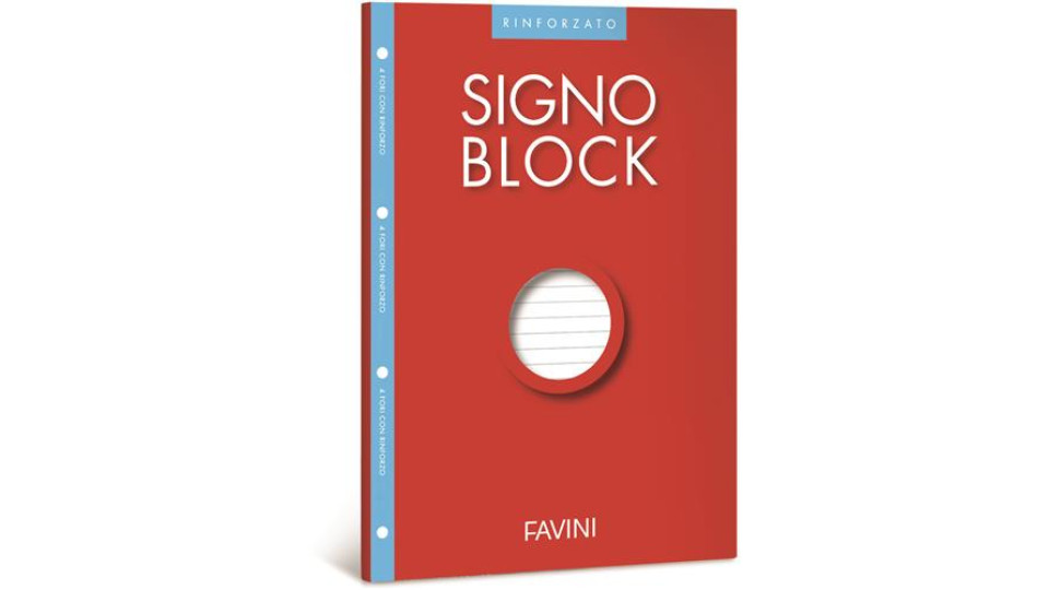 BLOCCO DA APPUNTI CON FORO SIGNOBLOCK RINFORZATO RIGO 1R, RIGHE MEDIE E SUPERIORI FOGLI 40
