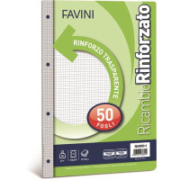 RICAMBI RINFORZATI FOGLI 50 RIGO A QUADRI, 4MM IDEALI PER RACCOGLITORI 4 ANELLI