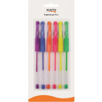 BLISTER 6PZ PENNA GEL COLORI FLUO