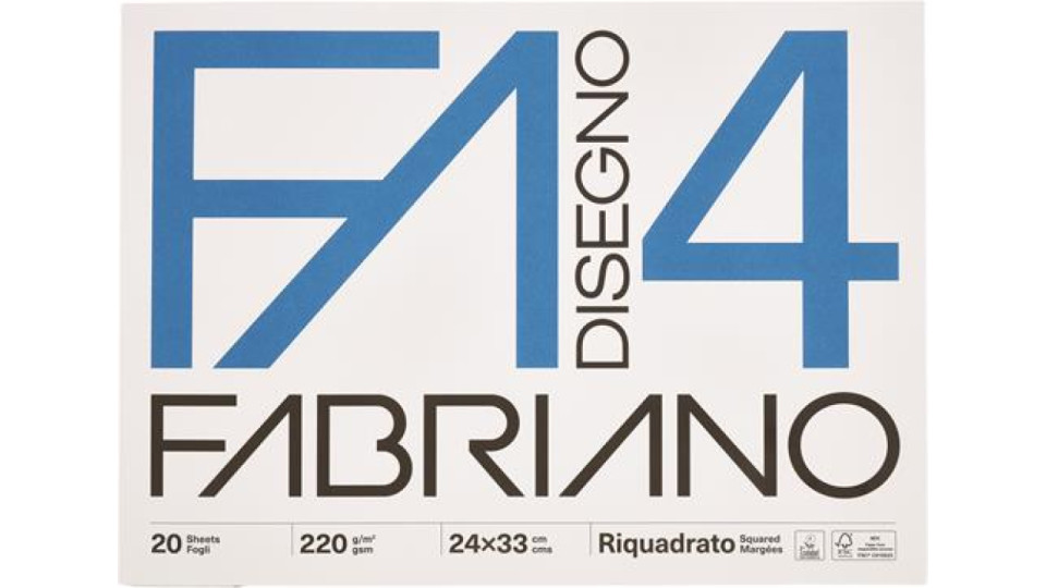 BLOCCO DISEGNO 4 FABRIANO SQUADRATO MISURE 24X33 20FOGLI