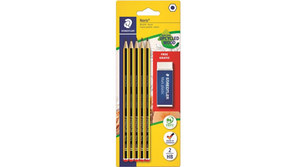 5 MATITE NORIS HB +GOMMA MARSPLAST STAEDTLER